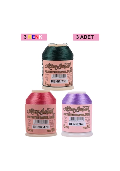 3 Adet Altınbaşak Oya Ve Dantel İpi 20 Gr - Royaleks - No: 470 - 940 - 758