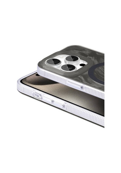 Apple Uyumlu iPhone 15 Pro Max İle Kılıf Magsafe Şarj Özellikli Fırça Boya Desenli Kapak