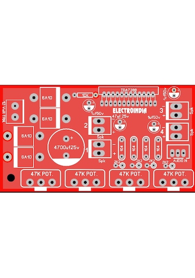 4X40 Watt 4 Kanal Amfi Ses Devre Kartı Yeşil