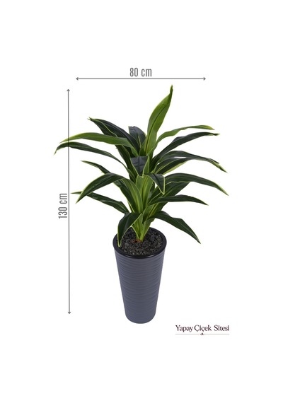 Yapay Çiçek Sitesi Dalgalı Saksıda Yapay Dracena Ağacı 130 Cm Yeşil