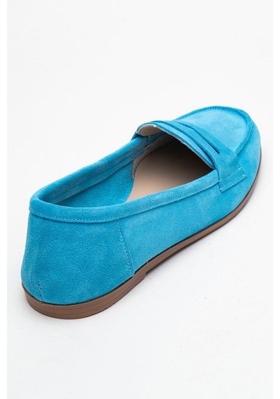 Luvishoes Luvi Shoes F02 Açık Mavi Süet Hakiki Deri Kadın Loafer Ayakkabı Açık Mavi