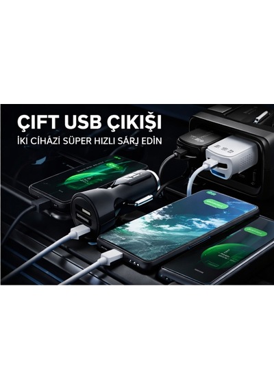 Nixcon 6a Qc 3.0 Çift Usb Araç Şarj Cihazı 35w Hızlı Şarj Siyah/beyaz - Renk: Siyah