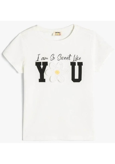 Koton Kadın T-shirt Ekru 4skg10247ak 24yy59000545 Y5915 Ekru