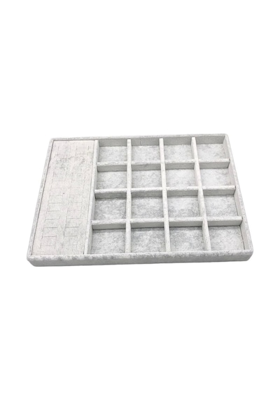 Yerli Üretim Amsterdam Model Süet Kumaş Gri Renk 34/24 Cm Çekmece Ici Takı Standı Çok Renkli