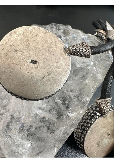 Aysesa Otantik El  İşi Doğal Yeşim, Zirkon ve Markazit Taşlı Gümüş Kolye