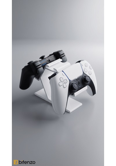 Premium 2 Li Gamepad Standı - Çiftli Oyun Konsolu Kol Tutucu Masaüstü Organizer - Beyaz