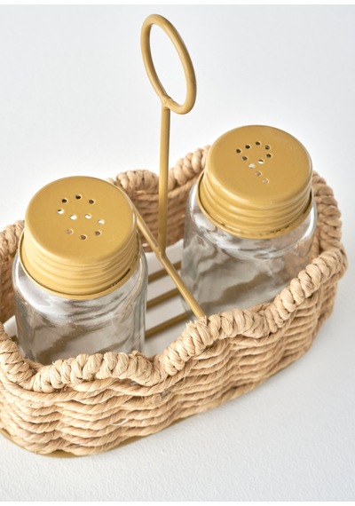 Bella Maison Scallop Cam Tuzluk Biberlik Seti Naturel 16,5x9,5x18 Cm Naturel