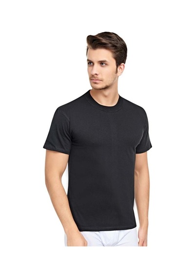 Cennetoğlu Erkek Slim Fit Sıfır Yaka Fanila T-shirt 3'lü Paket Siyah Siyah