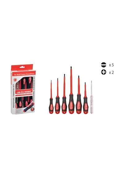 Cer-pa Norm Prosoft 7 Parça İzoleli Tornavida Takımı/seti 4xdüz/2xyıldız/1xkontrol Kalemi