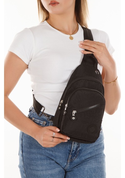 Newısh Polo Accessorıes Unısex Suya Dayanıklı Krınkıl Kumaş Siyah Çapraz Omuz Çantası Günlük,seyahat,okul Siyah