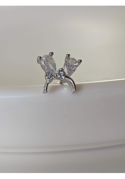 Fiyonk Kulak Model Kıkırdak Piercing Tragus Helix Silver Gümüş Renk Küpe Silver