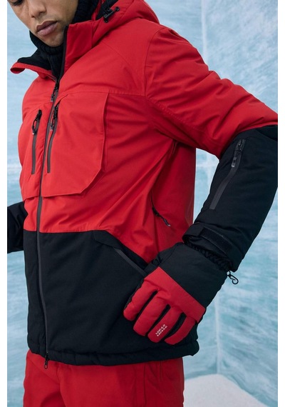 Defacto Su İtici Slim Fit Dar Kesim Kapüşonlu Fermuarlı Kayak Montu F3796ax25wnrd296 Kırmızı-rd296
