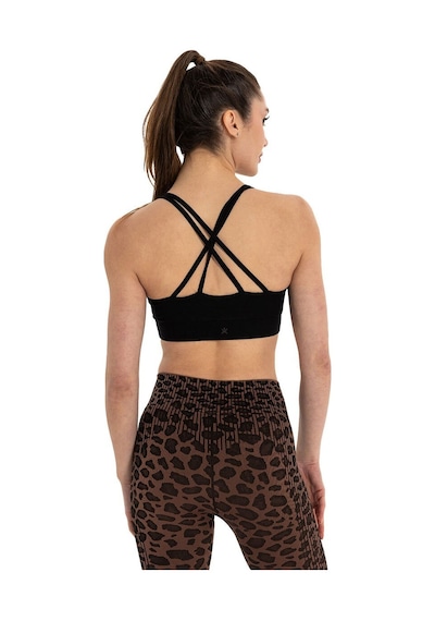 Inguz Çift Askılı Sırtı Çapraz Yoga Büstiyer Siyah