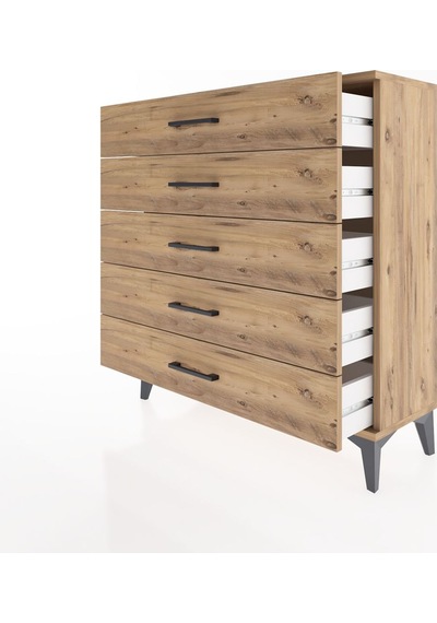 Arges Şifonyer 5 Çekmeceli 88x30x96 Çam-çam Çam