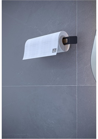 Metal Havluluk Minimal & Dayanıklı Duvar Tipi Askı / Modern Banyo Kağıt Havlu Tutacağı - Siyah Diğer