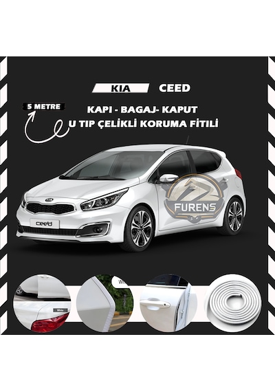 Kia Ceed Oto Araç Kapı Koruma Fitili 5metre Parlak Beyaz Renk