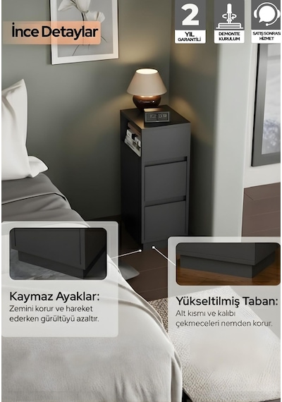 Alve Dar Komodin 2 Çekmeceli, Değiştirilebilir Açık Bölmeli Yan Sehpa Yatak Odası & Oturma Odası Minimal Tasarım Diğer Alve Dar Komodin 2 Çekmeceli, Değiştirilebilir Açık Bölmeli Yan Sehpa Yatak Odası & Oturma Odası Minimal Tasarım Diğer