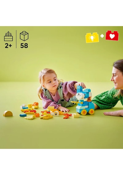LEGO® DUPLO® Kasabası 3’ü 1 Arada Tekerlekli Hayvanlar 10448 - 2 Yaş ve Üzeri Çocuklar için Eğitici Oyuncak Yapım Seti (58 Parça)