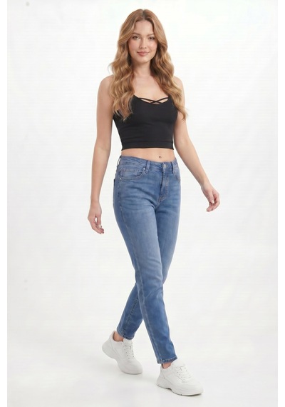 Tudors Kadın Slim Fit Dar Kesim Pamuklu İnce Askılı Siyah Crop Atlet-51094