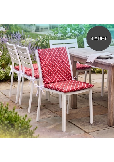 4 Adet 40x40 Cm Arkalıklı Sandalye Minderi Pamuk Polyester Kumaş İpli Sırtlı Mutfak Ve Bahçe Minderi Çok Renkli