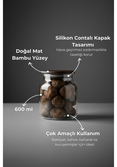 Bambum Nero - Zone - Cam Saklama Kabı 600ml Şeffaf