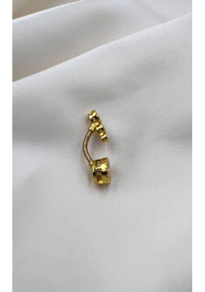 Bb Üç Taş Göbek Piercing Altın