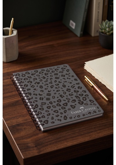 Fc Leo Sert Karton Kapak Spiralli Çizgili Defter Ajanda 17x24 Cm 100 Yp Siyah