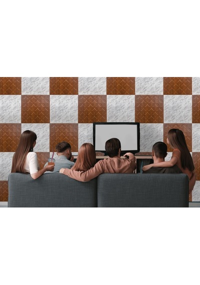 3 Boyutlu Duvar Paneli Kabartmalı Retro Desen Pvc 41x41 Cm/ 6 Adet /1 M² Mermer