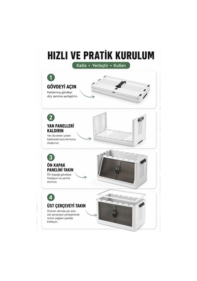 5 Katlı Portatif Organizer Dolap 200 Lt Beyaz
