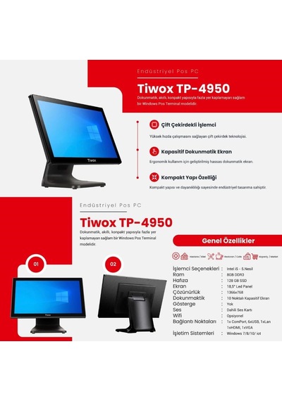 Tıwox Tp-4950 I5 8gb Ram 128gb Ssd 18.5" Endüstriyel Pos Pc