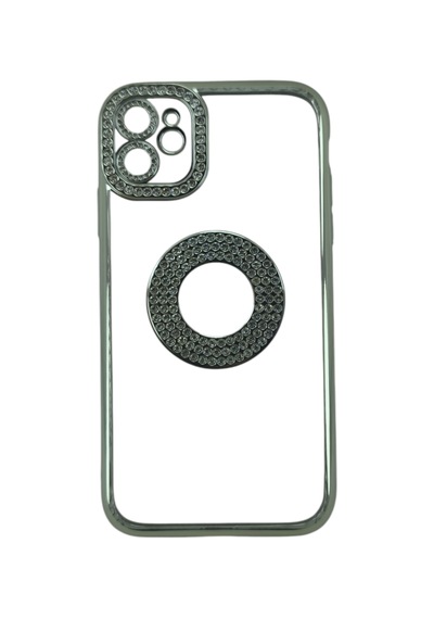 Apple Uyumlu iPhone 11 Taşlı Lazer Shine Silikon Kılıf