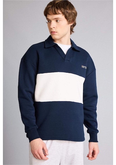 Defacto Boxy Fıt Polo Yaka Sweatshirt H5225ax26spnv253 Lacivert-nv253