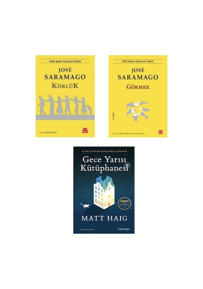 Jose Saramago Korluk + Jose Sarmago Gormek + Gece Yarisi Kutuphanesi 3 Set
