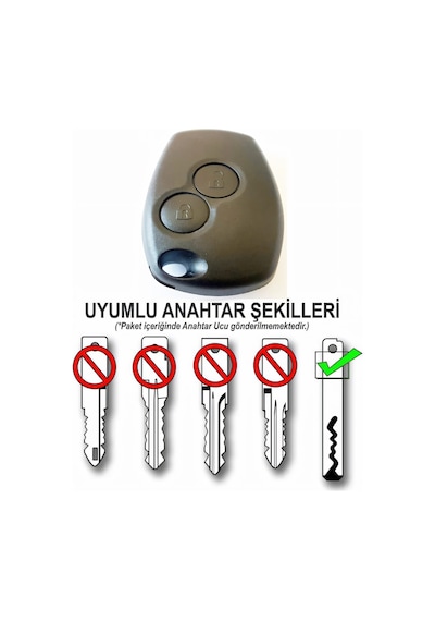 Renault Clio 3 2006-2012 Uyumlu Anahtar - Kumanda Kabı Oto Anahtarlık Pil Yataklı Vidalı 2 Tuşlu