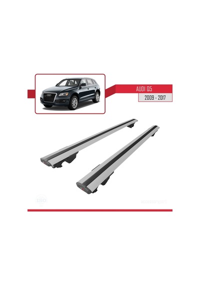 Audi Q5 8r 2009-2017 Arası İle Uyumlu Hook Model Anahtar Kilitli Ara Atkı Tavan Barı Gri