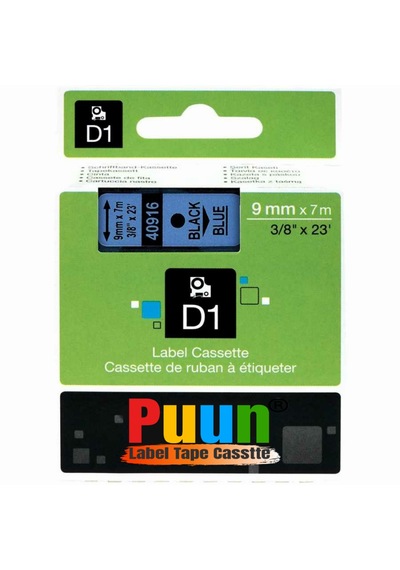 Puun Dymo D1 40916 S0720710 9 Mm X 7 Mt Muadil Mavi Etikete Siyah