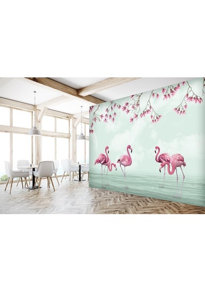 Pembe Flamingolar Duvar Kağıdı (359222422)