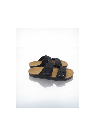 Look Life Erkek Suni Deri Rahat Günlük Sandalet Terlik Büyük No 46-47-48-49 Siyah