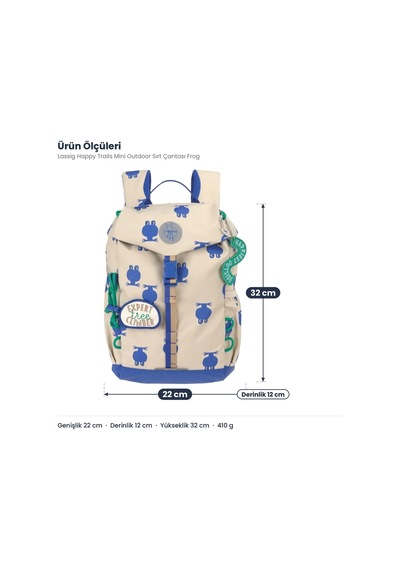 Lassig Happy Trails Mini Outdoor Sırt Çantası Frog Çok Renkli