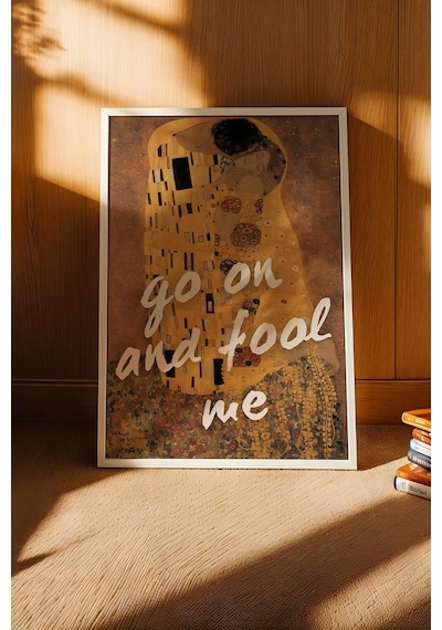 Gustav Klimt The Kiss Çerçeveli Tablo Go On And Fool Me Sevgiliye Romantik Hediye Altered Art