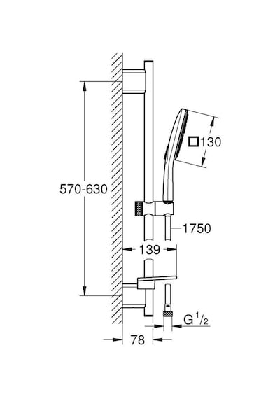 Grohe Rainshower Smartactive 130 Cube Sürgülü Duş Seti 3 Akışlı 26584000