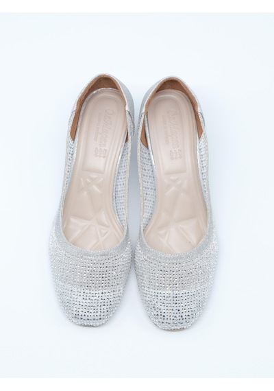 Nesilshoes Nesil Shoes Özma 970 Gümüş Topuklu Taşlı Kadın Ayakkabı GÜMÜŞ