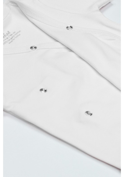 Erturkstore Organik Natural Basic Style Kruvaze Uzun Kol Body Bs17102 Beyaz Çok Renkli