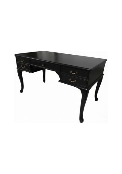 Throne Fransız Still Çekmeceli Ahşap Çalışma Masası 75x140 Siyah