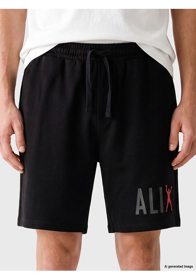 LC Waikiki Lc Waıkıkı Siyah Muhammed Ali Baskılı Erkek Pijama Alt Şort