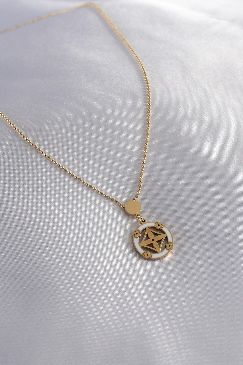 Nova Bazaar 316l Çelik Gold Renk Çiçek Figür Kadın Kolye Çok Renkli