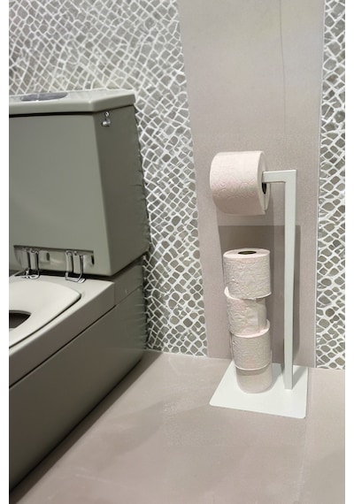 Aju Tuvalet Kağıtlığı Beyaz Yedekli Özel Tasarım Ağır Döküm Devrilmez Banyo Tuvalet Kurulum Gerektirmez Beyaz