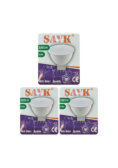 3 Adet Şavk 12volt Ac/dc 4,5w 22w Beyaz Işık 6500k Gu5.3 Duylu İğne Bacak Led Çanak Ampul