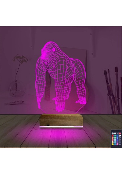 Luvivia Goril Gorilla 3d Lamba - Masa Gece Lambası Şeffaf