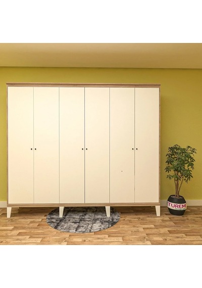 Papatya 6 Kapılı Gardırop Mdf Siyah Papatya 6 Kapılı Gardırop Mdf Siyah